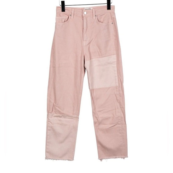 Reformation Ryan Tonal Light Pink Patch Straight Leg High Rise Jeans size 25 - Picture 2 of 7
